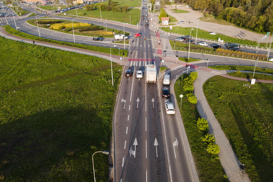 Skrzyżowanie - widok z góry. 