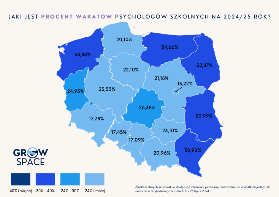 Mapa - procent wakatów