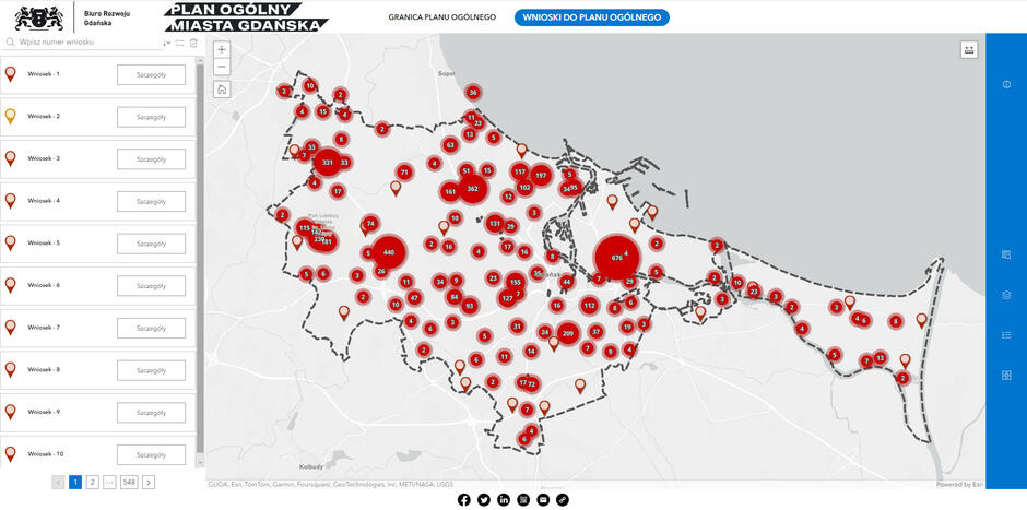 Zrzut ekranu przedstawiający mapę miasta w aplikacji.