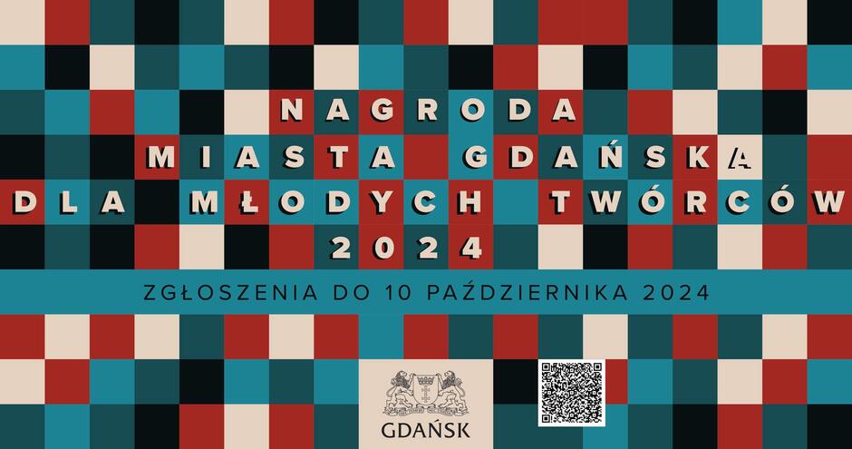 banner kolorowy z napisem Nagroda Miasta Gdańska dla Młodych Twórców Kultury