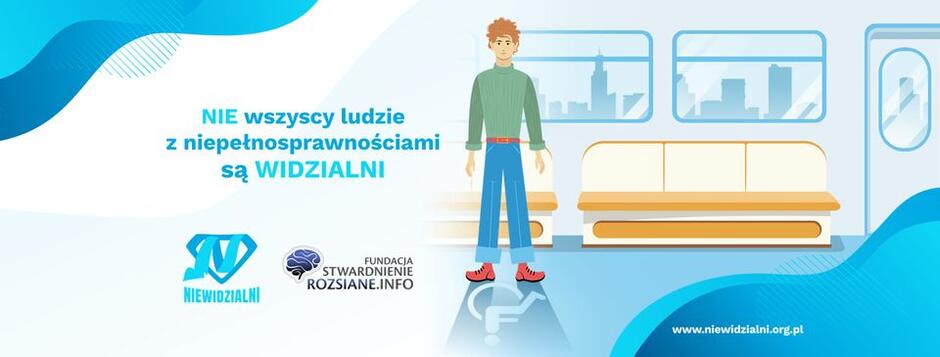 Na plakacie widnieje hasło „Nie wszyscy ludzie z niepełnosprawnościami są widzialni”, podkreślające, że nie każda niepełnosprawność jest widoczna na pierwszy rzut oka. Plakat promuje kampanię społeczną związaną z niewidocznymi niepełnosprawnościami, wspieraną przez Fundację Stwardnienie Rozsiane oraz inicjatywę „Niewidzialni”.