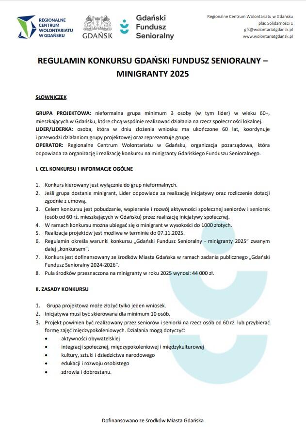 regulamin minigranty