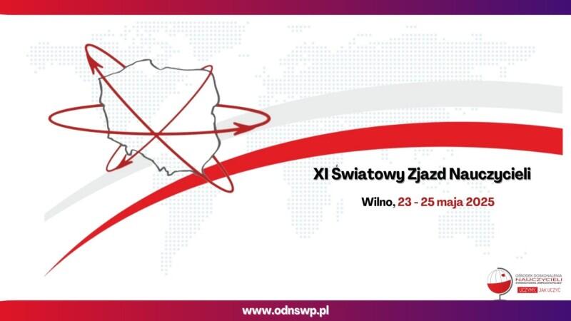 Grafika informująca o Zjeździe Nauczycieli Polonijnych w Wilnie