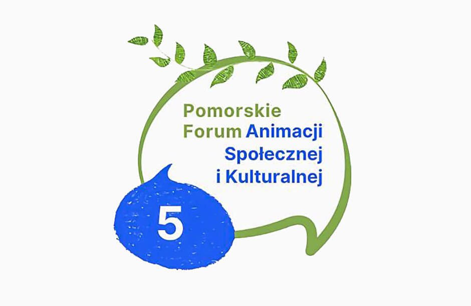 Grafika informująca o Pomorskim Forum Animacji Społecznej i Kulturalnej.