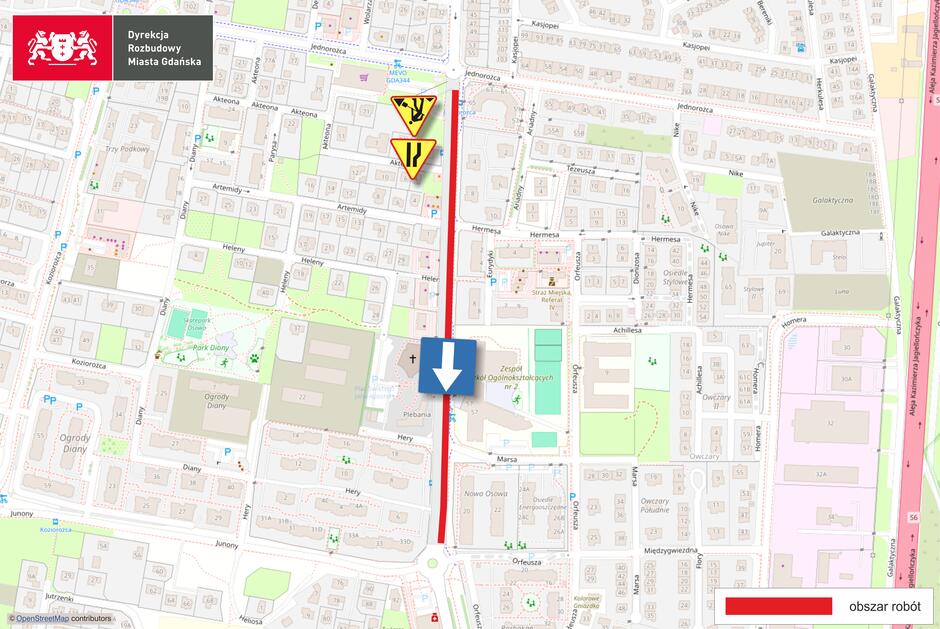 mapka, po środku zaznaczona prosta czerwona linia