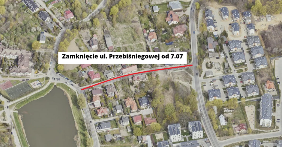 Zdjęcie z perspektywy drona na ulicę Przebiśniegową