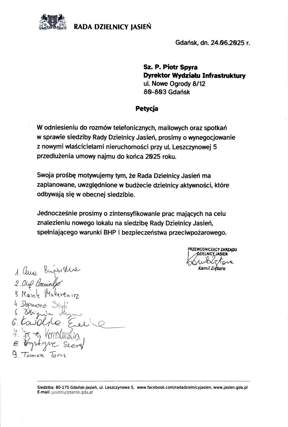 2025-06 petycja RDJ w sprawie siedziby