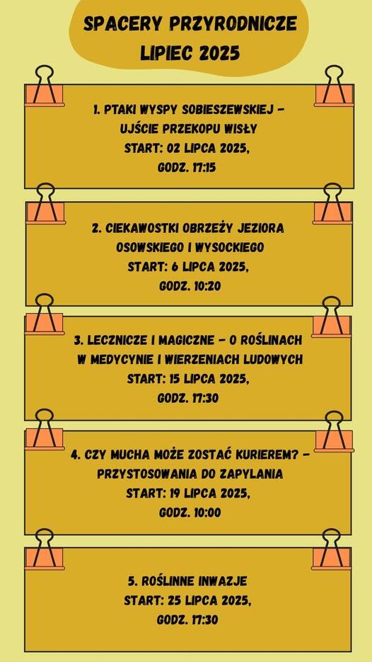Harmonogram Spacerów Przyrodniczych - Lipiec 2025
