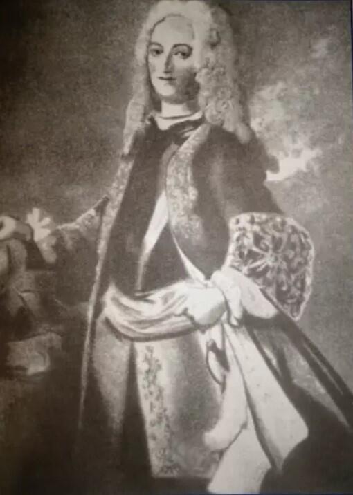 Portret mężczyzny w peruce i stroju z epoki