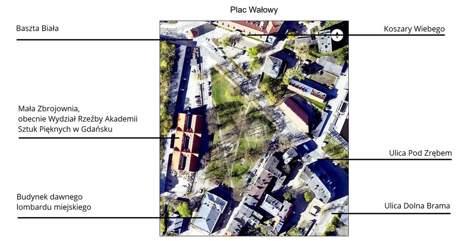 Widok z lotu ptaka na Plac Wałowy