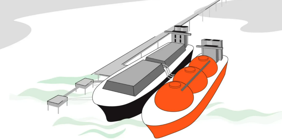 grafika, widać na niej dwa statki