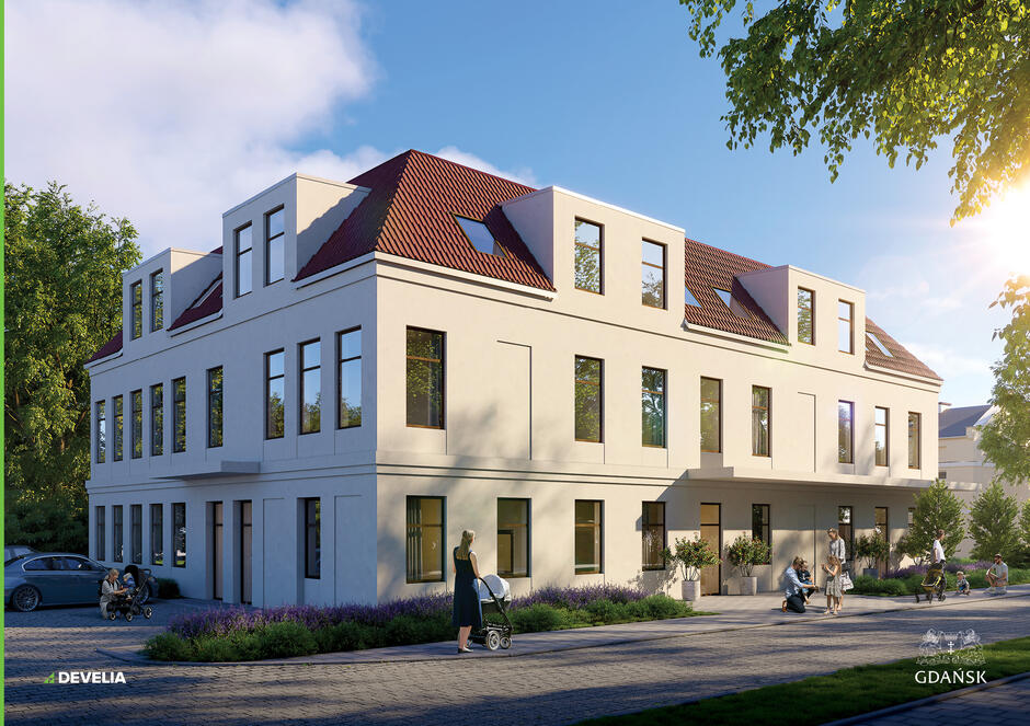 wizualizacja przedstawia nowoczesny budynek