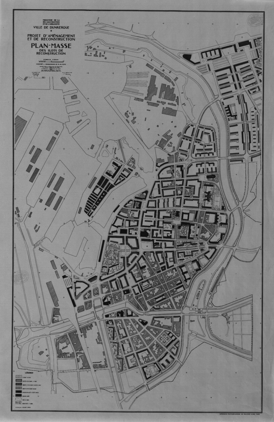 006_ Plan de reconstruction et d’aménagement, plan masse des îlots de reconstruction, 31 octobre 1949