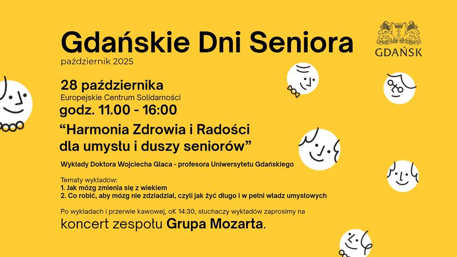 Grafika informująca o wydarzeniu w ramach Gdańskich Dni Seniora.