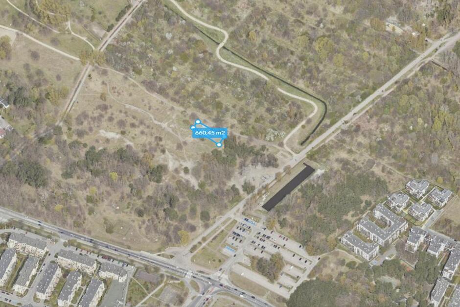 Mapa z zaznaczonym na niebiesko niewielkim prostokątem