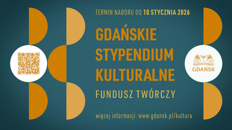 Grafika z informacja o Gdańskim Stypendium Kulturalnym.