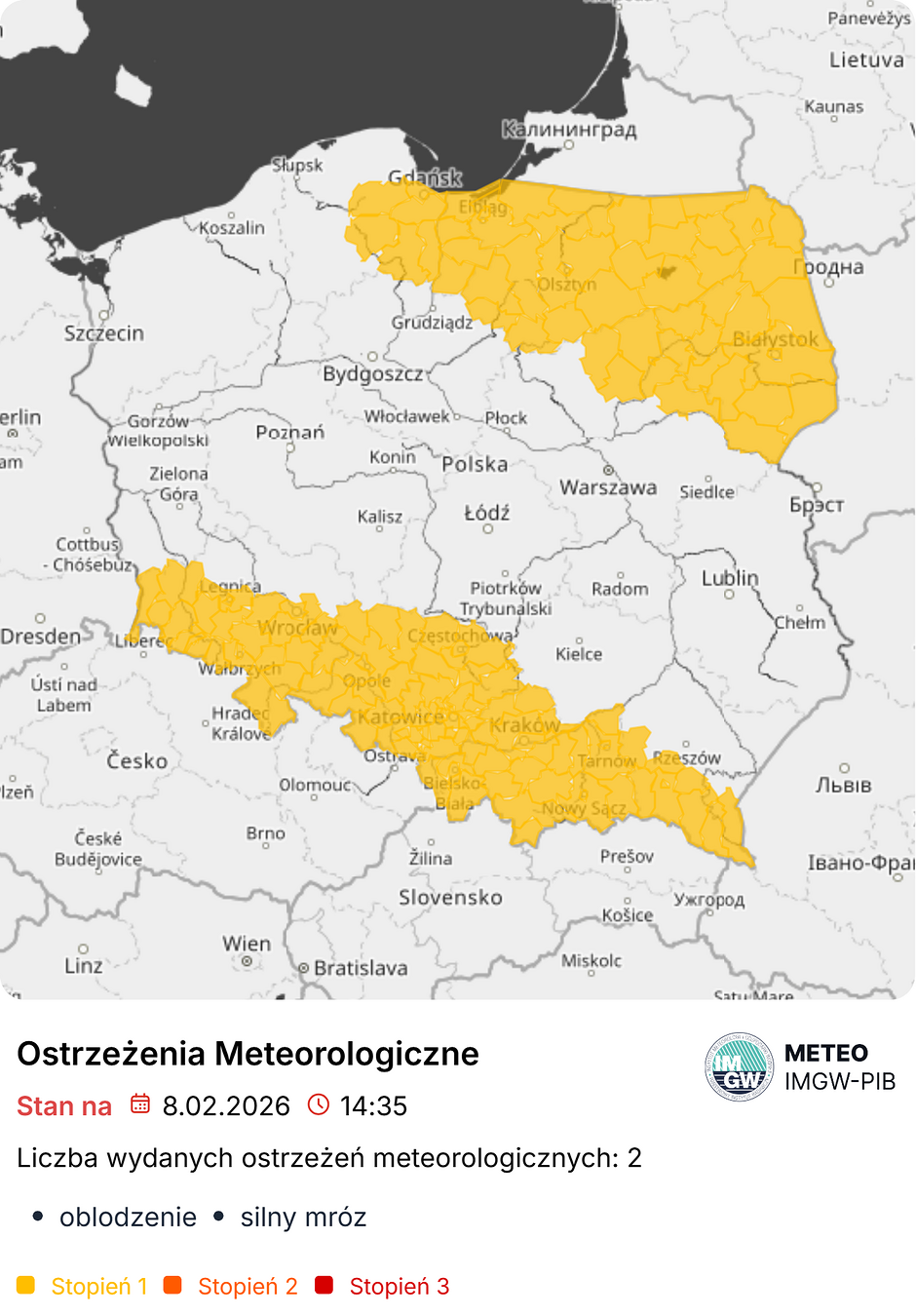 Mapa ostrzeżeń IMGW