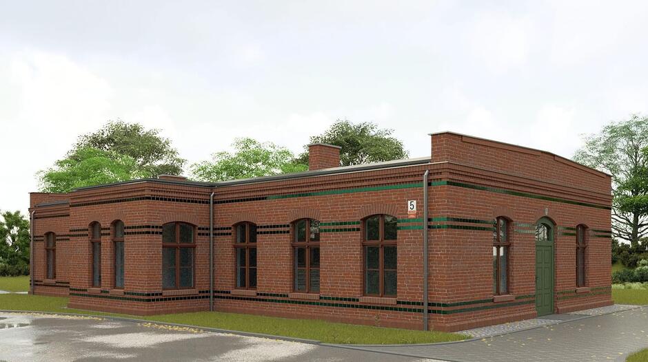 Parterowy budynek z cegły