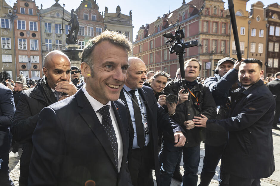 Prezydent Emmanuel Macron w Gdańsku