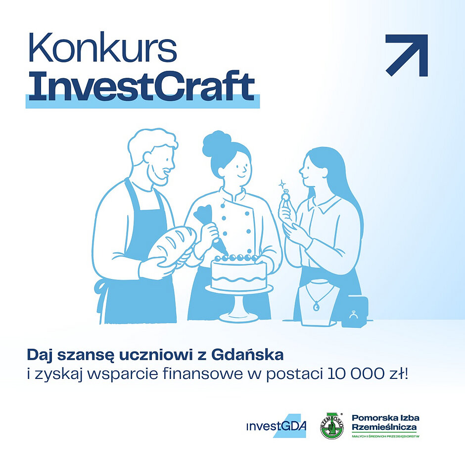 Grafika informującą o konkursie grantowym dla rzemieślników.