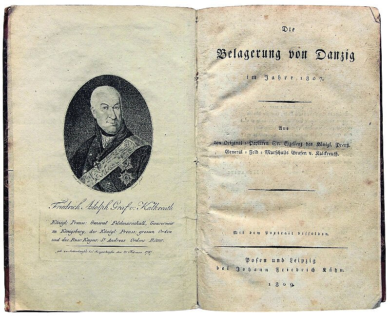 Frontyspis_i_karta_tytułowa_książki_Friedricha_Adolpha_Kalkreutha_opisującej_oblężenie_Gdańska_przez_wojska_napoleońskie,_1809