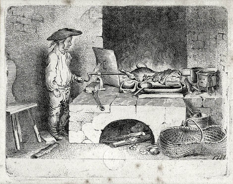 2. Daniel Chodowiecki, Chłopiec obracający rożnem, 1764