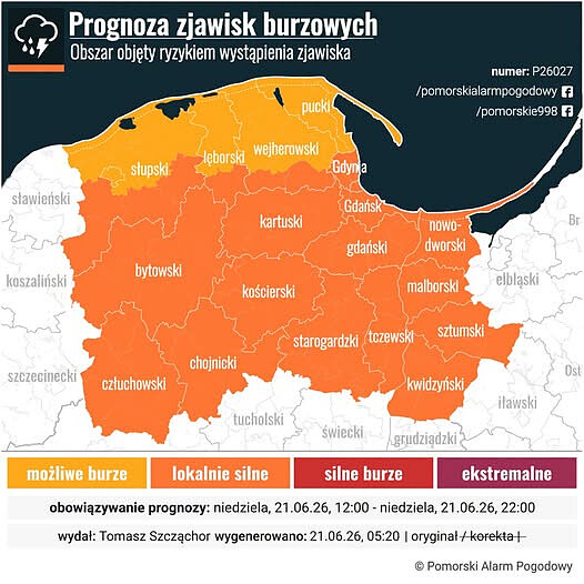 Mapka województwa pokolorowana na pomarańczowo