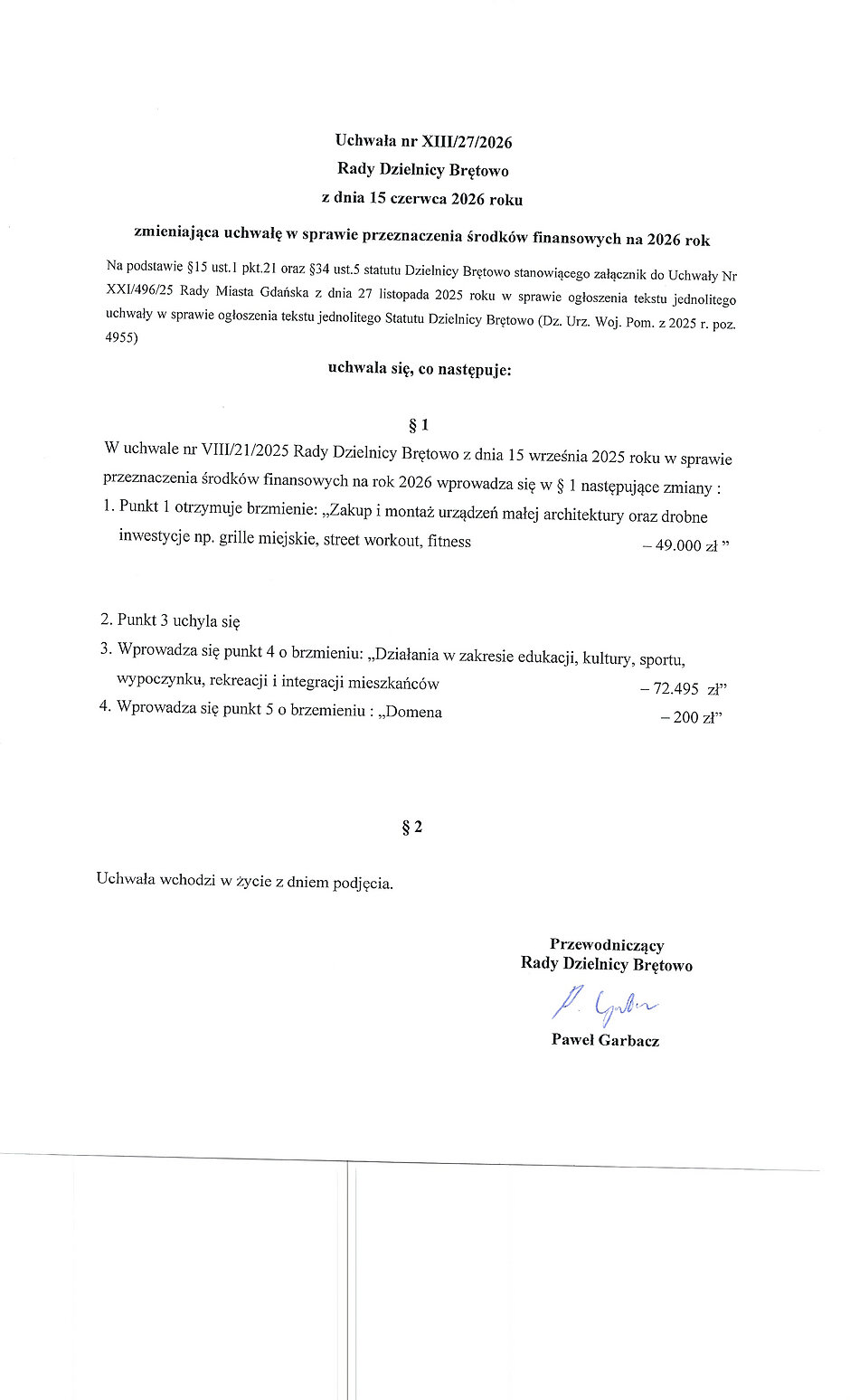 Uchwała XIII-27-26
