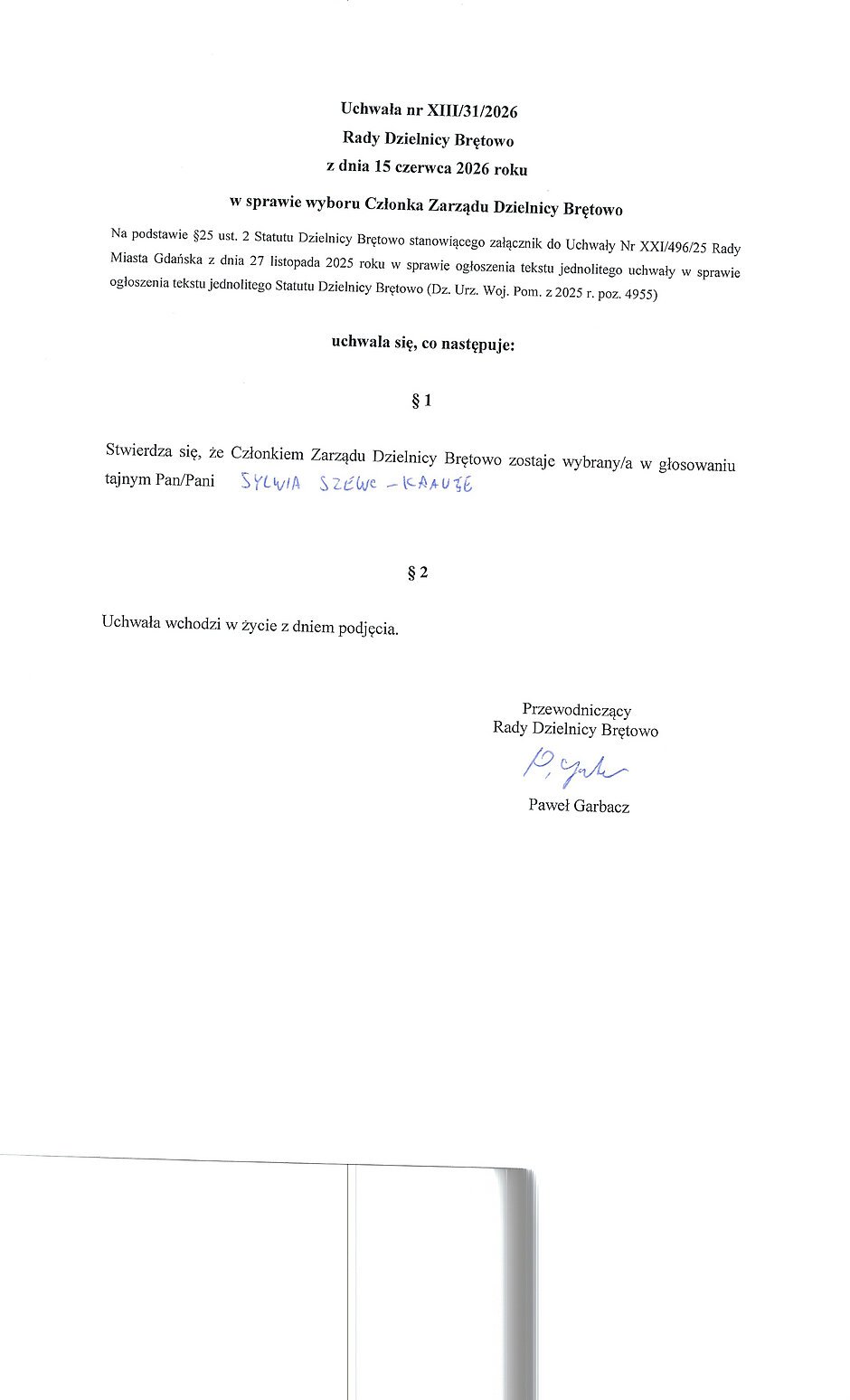 Uchwała XIII-31-26