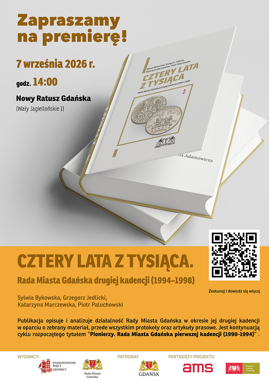 Plakat z ilustracją książki informujący o premierze książki.