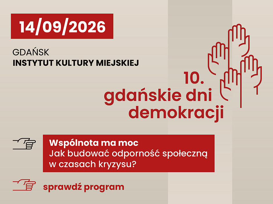 Grafika informująca o 10. gdańskich dniach demokracji.