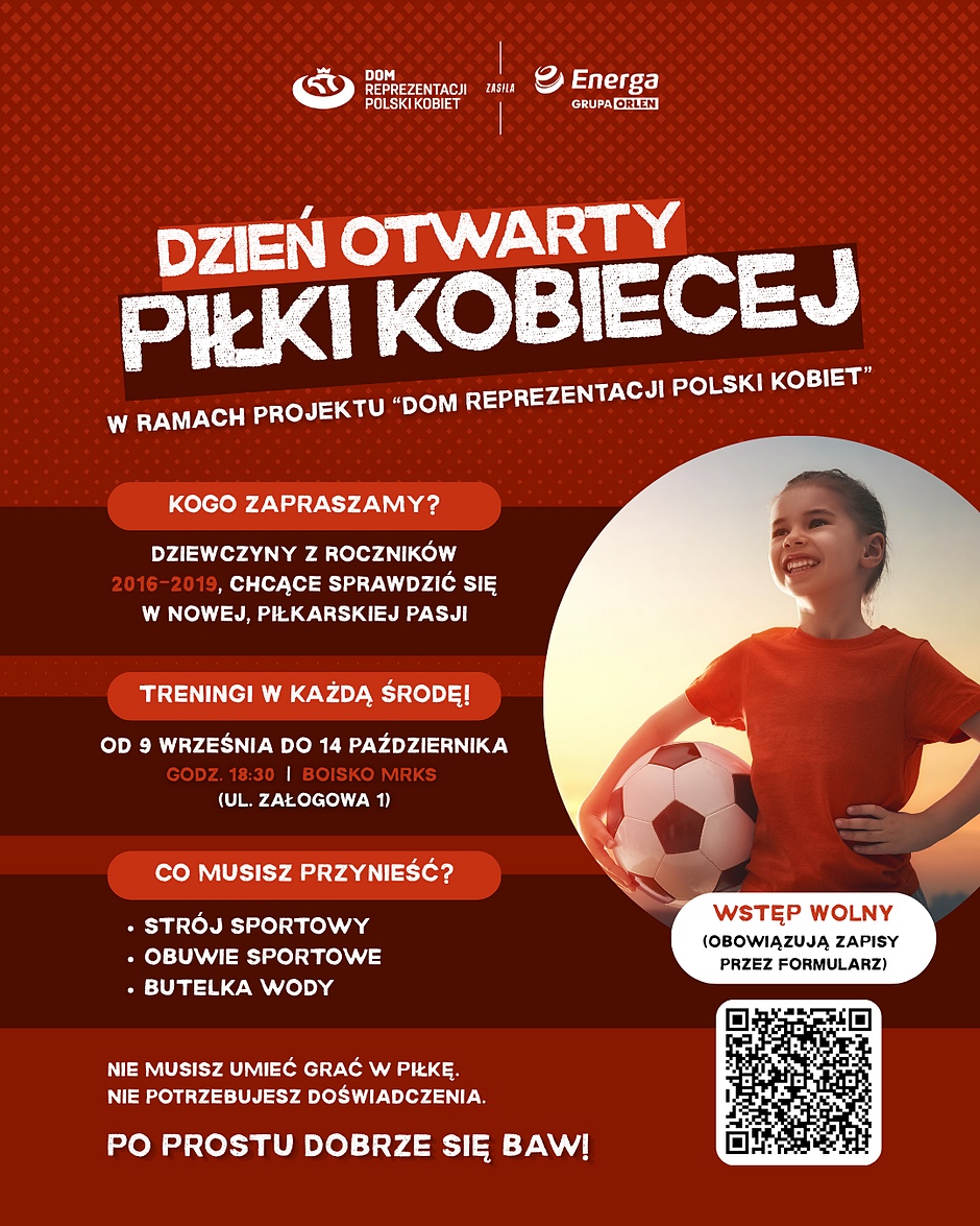 plakat zapraszający dziewczyny na treningi