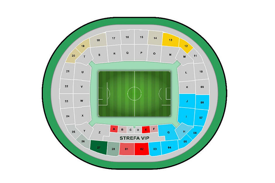 Rzut na schemat stadionu - z lotu ptaka