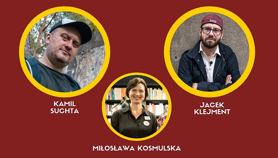 Okrągłe zdjęcia trzech osób