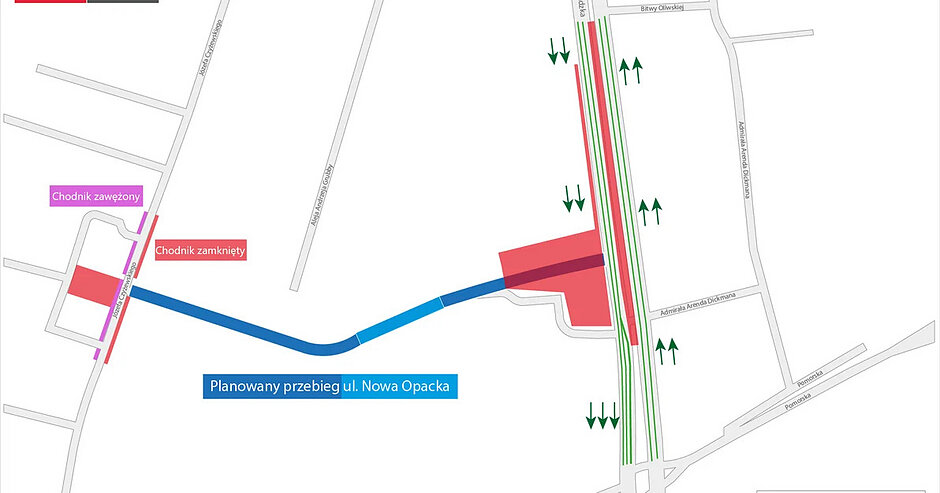 Mapa z lokalizacją robót drogowych i zmian w organizacji ruchu w rejonie ul. Czyżewskiego i ul. Kilarskich.