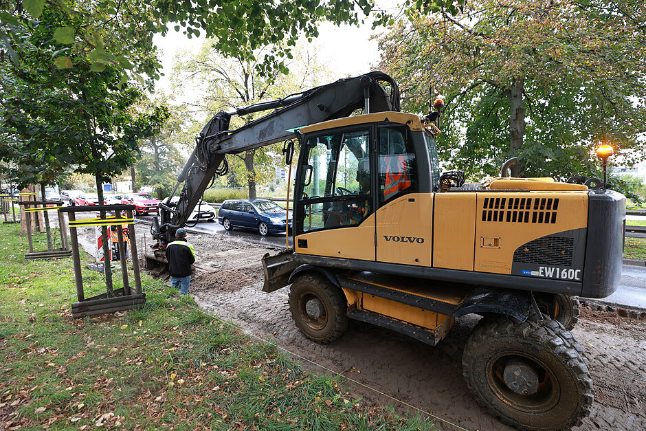 Prace na Grunwaldzkiej na odcinku w Oliwie, od ul. Nowej Opackiej do granic miasta - w kierunku Sopotu