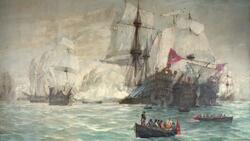 Obraz przedstawiający bitwę morską