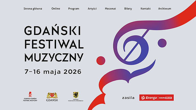 Grafika informująca o Gdańskim Festiwalu Muzycznym.