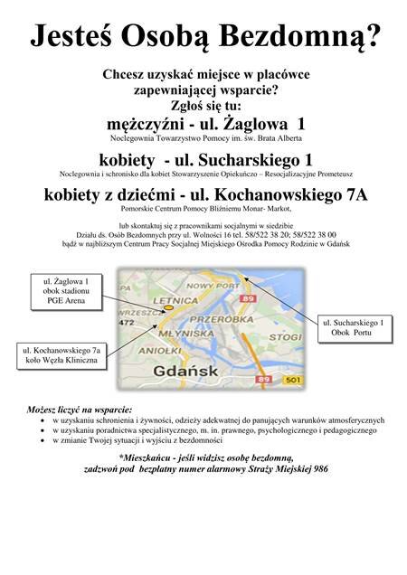 Jest kilka form wsparcia osób bezdomnych