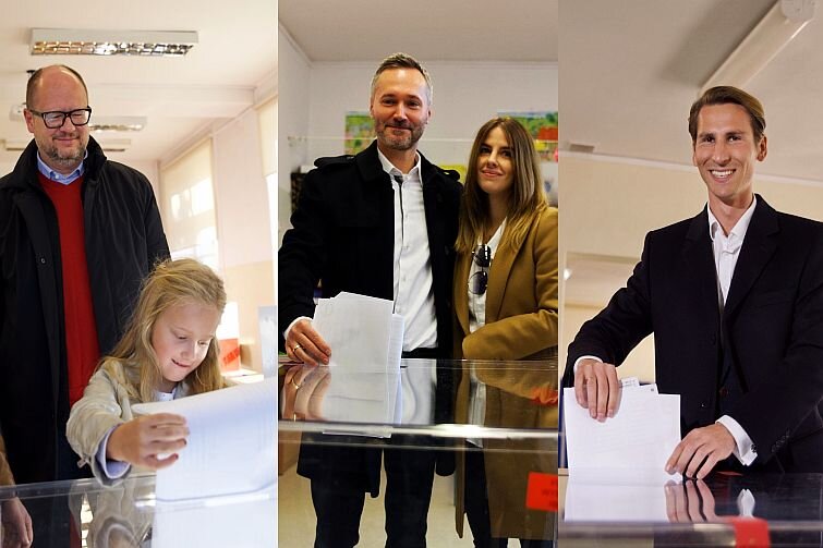 Głosują; Paweł Adamowicz, Jarosław Wałęsa i Kacper Płażyński