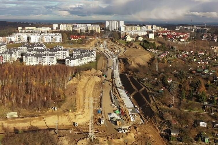 Budowa ul. Nowej Bulońskiej - widok od strony Jasienia