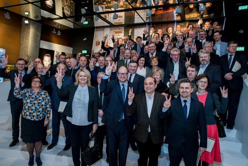 Samorządowcy z całej Polski regularnie odwiedzali Gdańsk. Tutaj podczas spotkania wójtów, burmistrzów i prezydentów z województwa pomorskiego i kujawsko-pomorskiego w ECS, luty 2017 r.