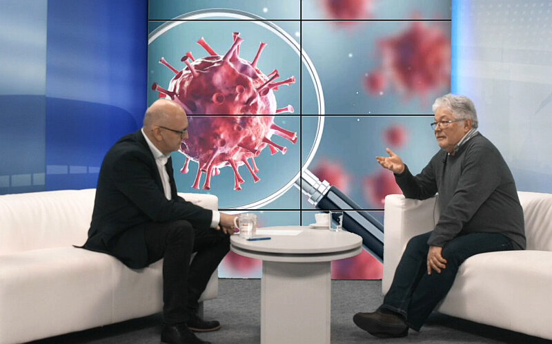 Wszystkie Strony Miasta. Nz. dr Marek Prusakowski (po prawej) i prowadzący program Marek Wałuszko