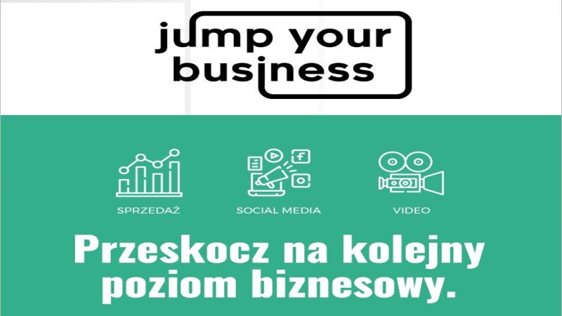 zielony baner z napisem: Jump Your Business 