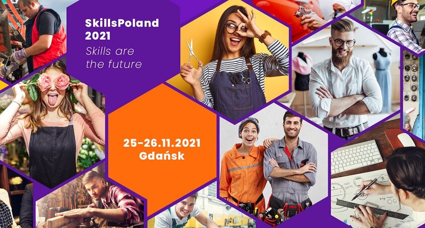 plakat promujący konkurs złożony ze zdjęć młodych ludzi przy pracy