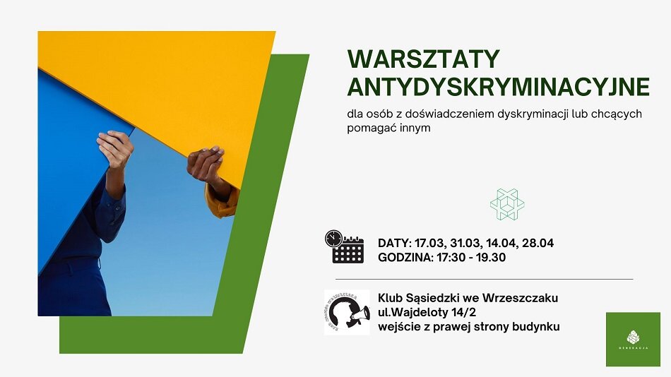 dwujęzyczna grafika informująca o warsztatach, informacje dostępne też artykule