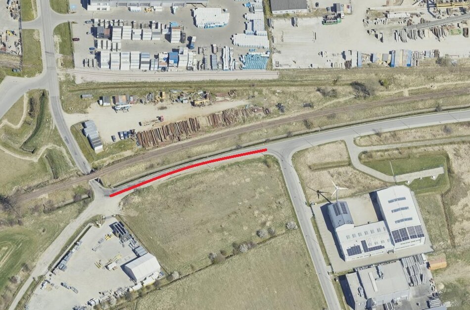 mapa z zaznaczonym odcinkiem