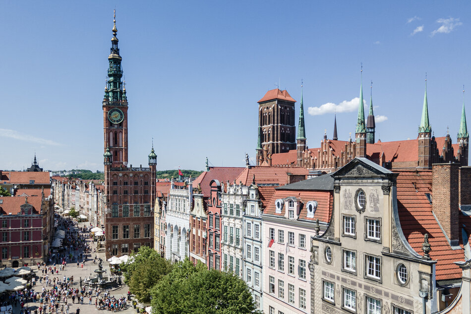 Widok na Główne Miasto z lotu ptaka