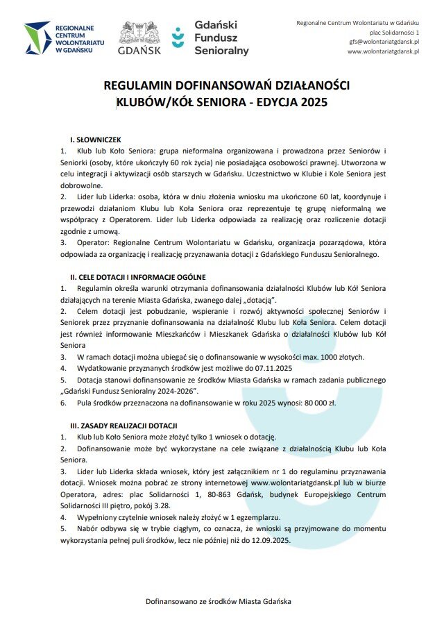 regulamin dofinans