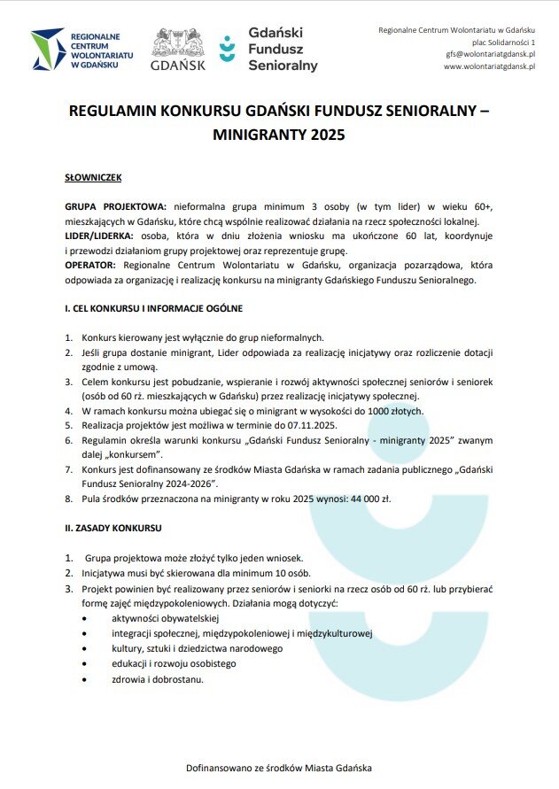 regulamin minigranty